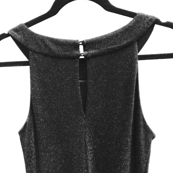 maxandcleo  Black Lurex & Matte Black Cocktail Dress Wide Band Collar . - Picture 6 of 8